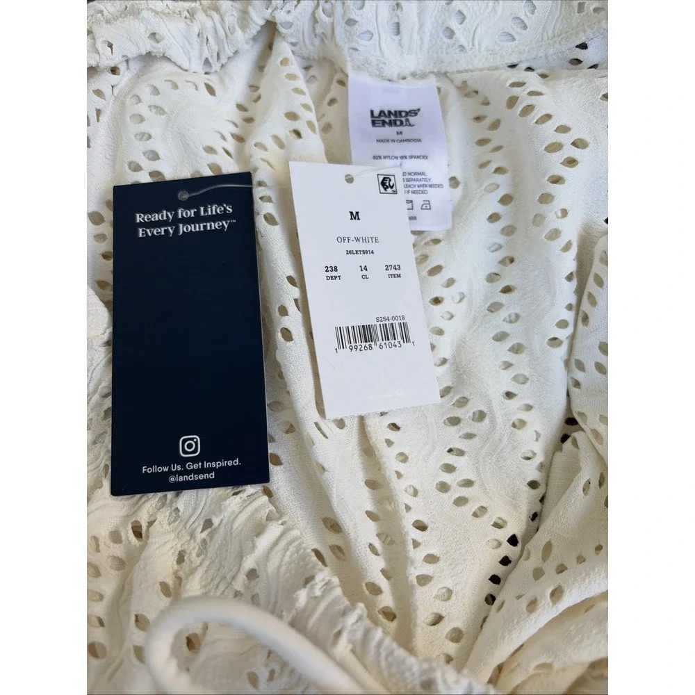 Lands' End Women's Size Medium Crochet Size Slip Cover-Up Swimsuit Pants Ivory